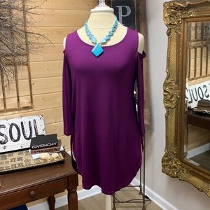 Eggplant cold shoulder top